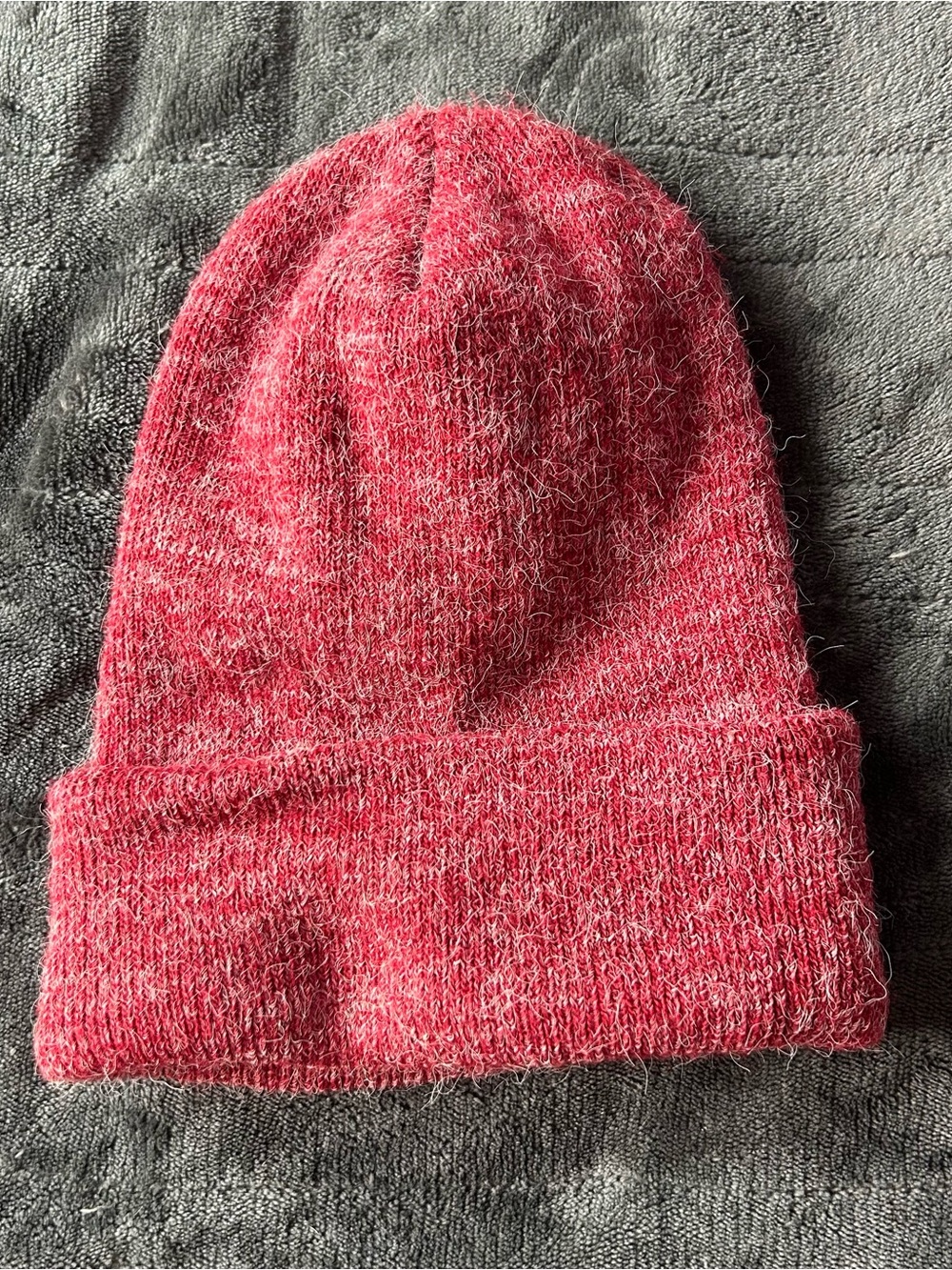 Unisex Red Marled Cozy Knit Beanie